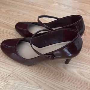 Elegant Dark Red Mary Jane Heels